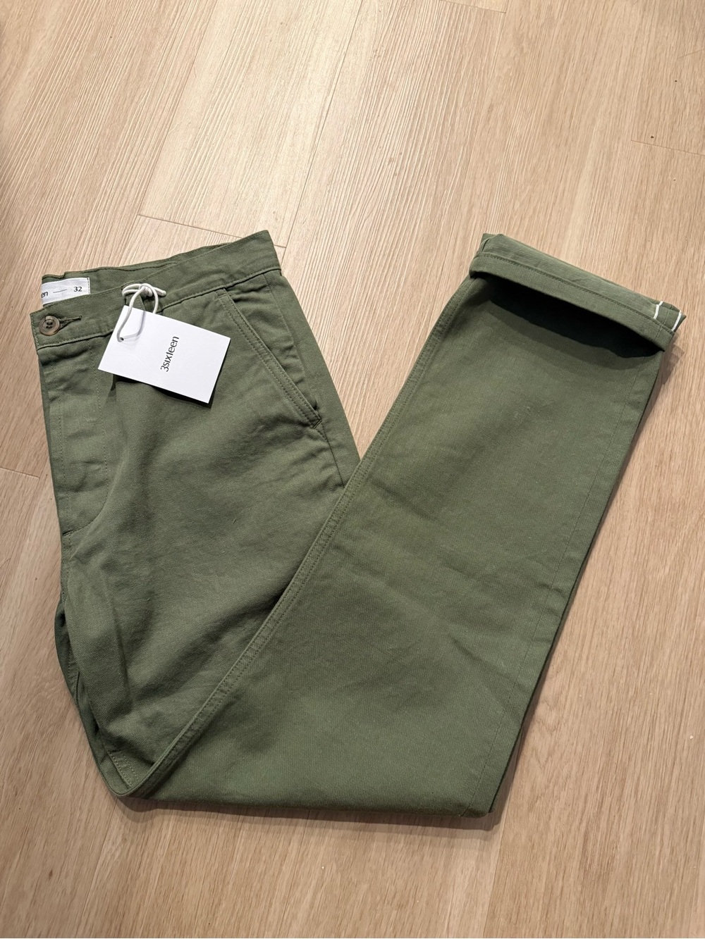 Olive Green Selvedge Chino Pants